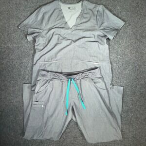 FIGS Technical Scrub Set XXL Heather Gray Jogger Kade Pants Stretch Medical
